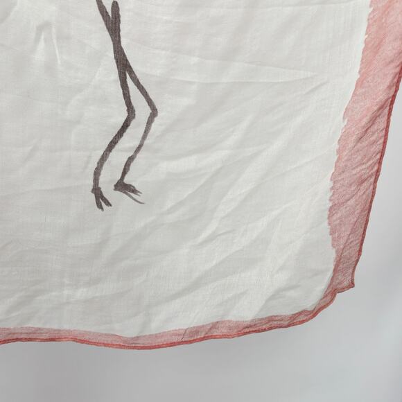 LOFT Flamingo Print Scarf Pink White Square Wrap 50x52 100% Rayon Summer Boho - Picture 3 of 4